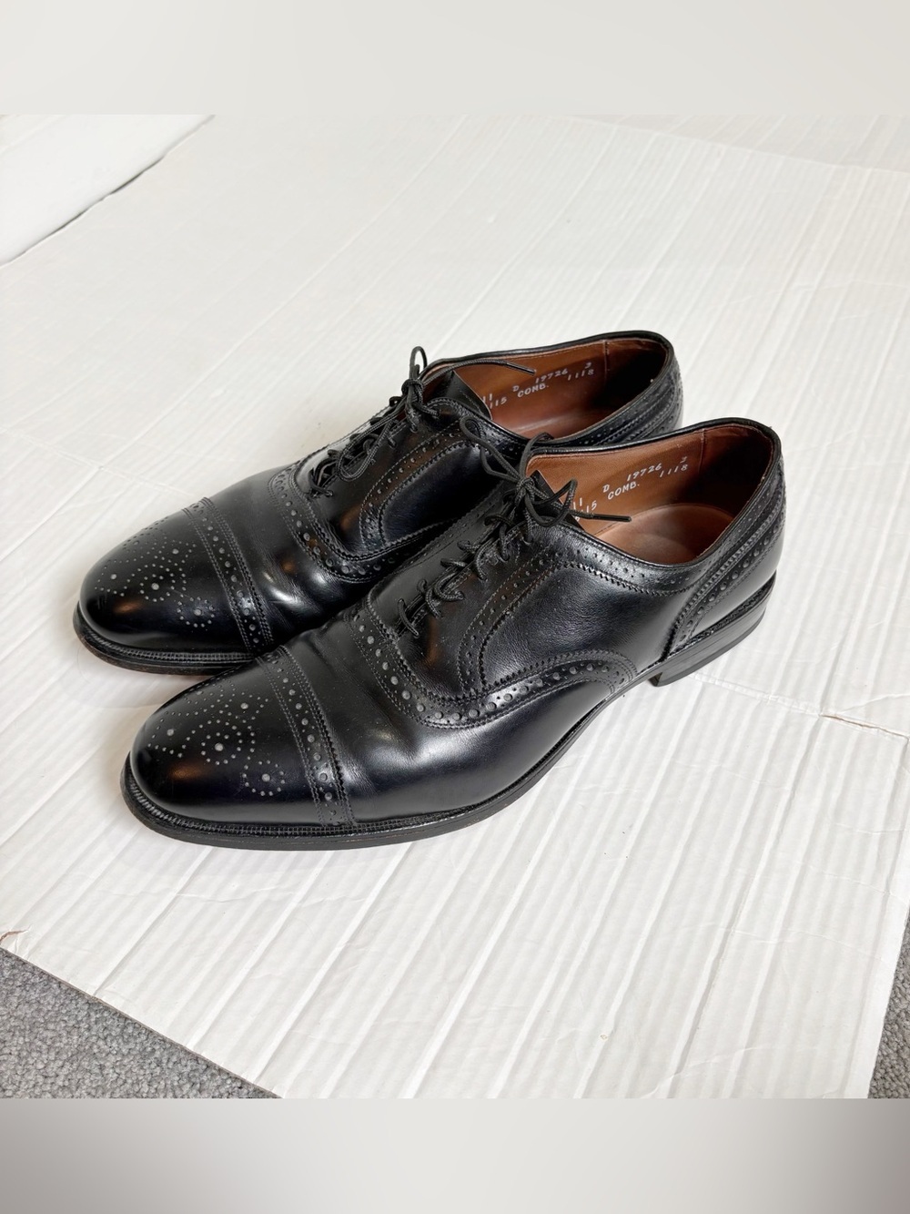 Allen Edmonds Strand Cap-toe Oxford Dress Shoes Size 11D Black Leather Brogue